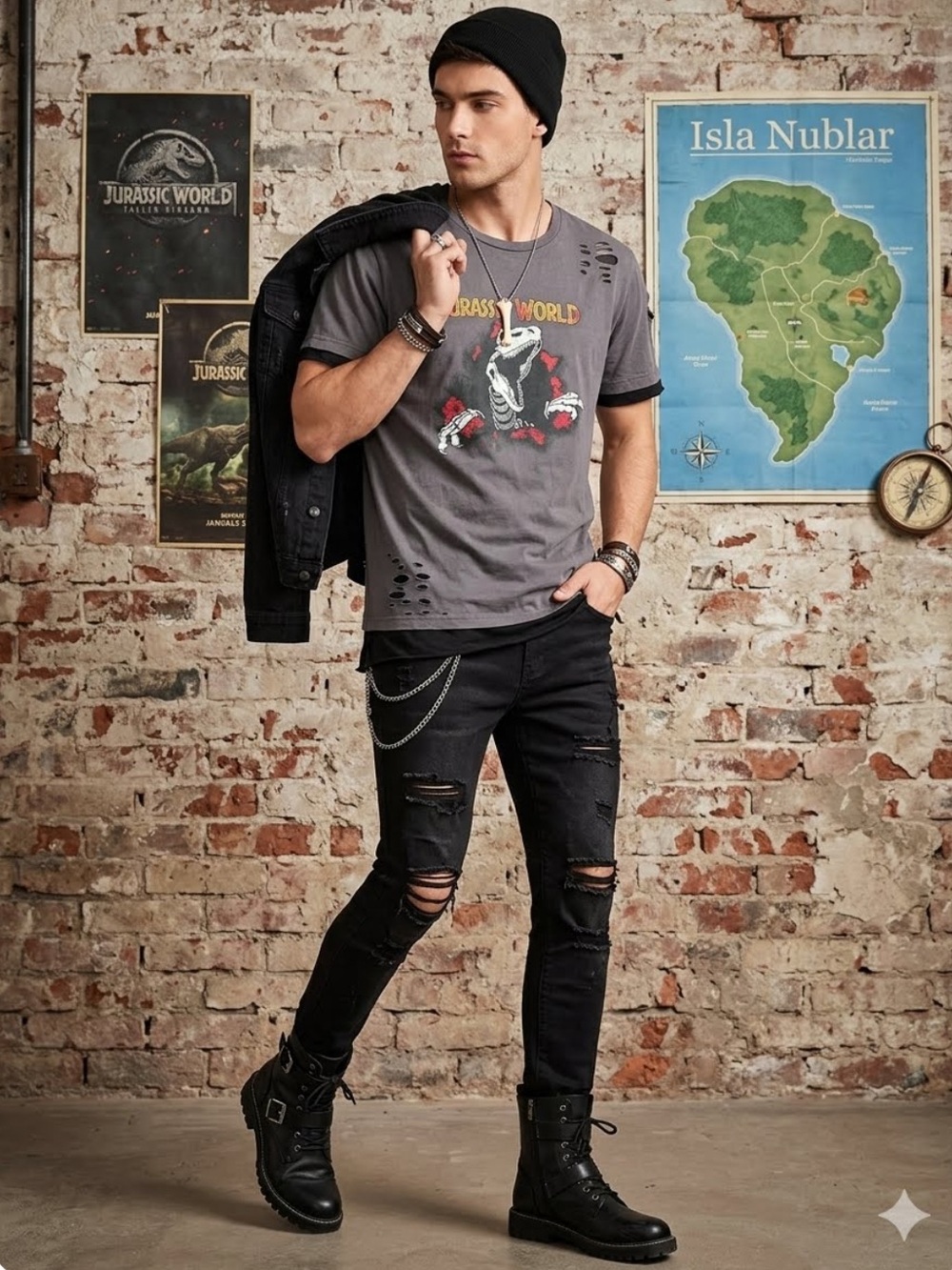 Hot Topic Jurassic World Fallen Kingdom Distressed Layered T-shirt Sz XL Grunge